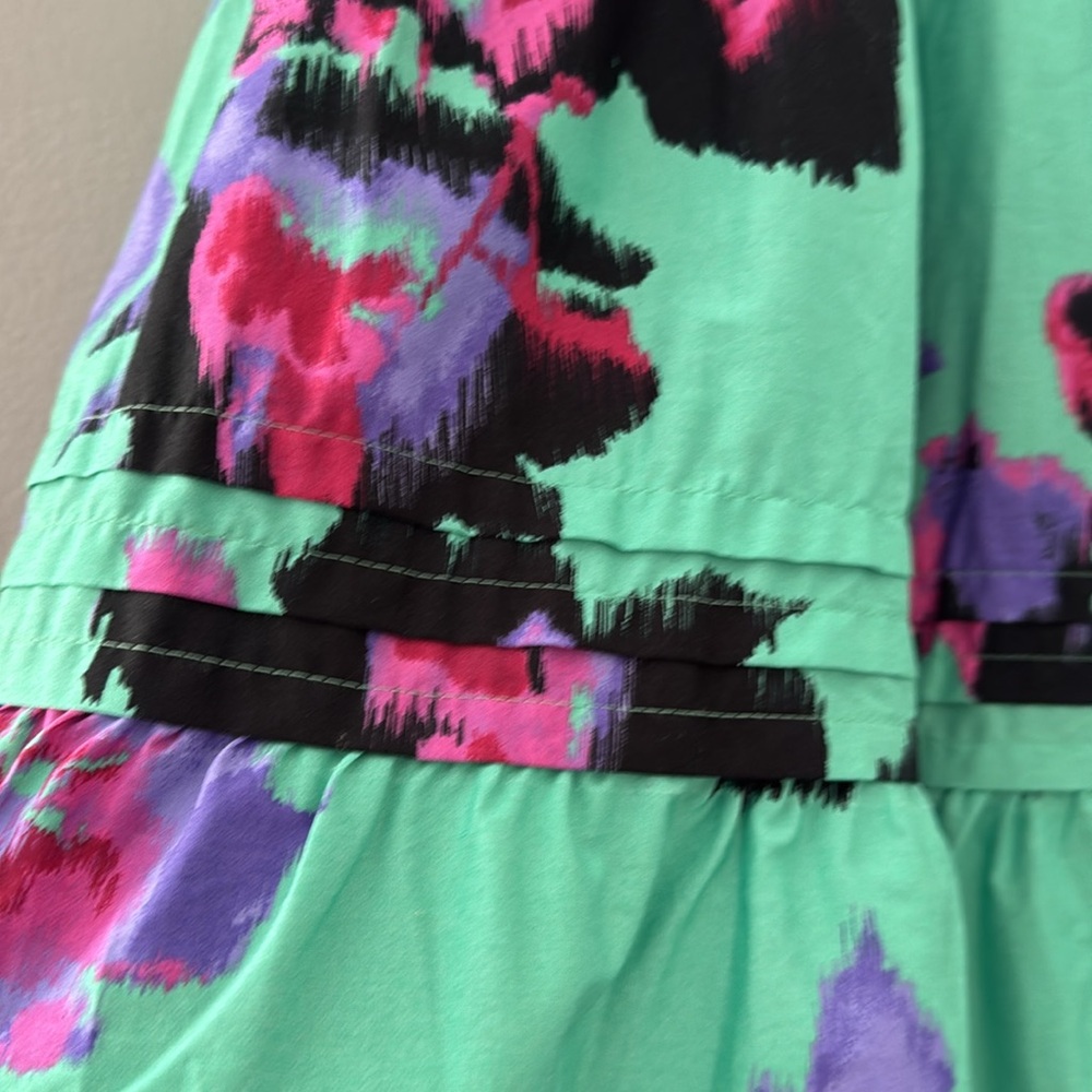 Anthropologie Mint Green Maxi Dress with Purple & Black Floral Print - Picture 10 of 16